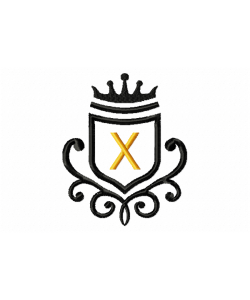 Vintage Royal Letter X Embroidery Design 4x4