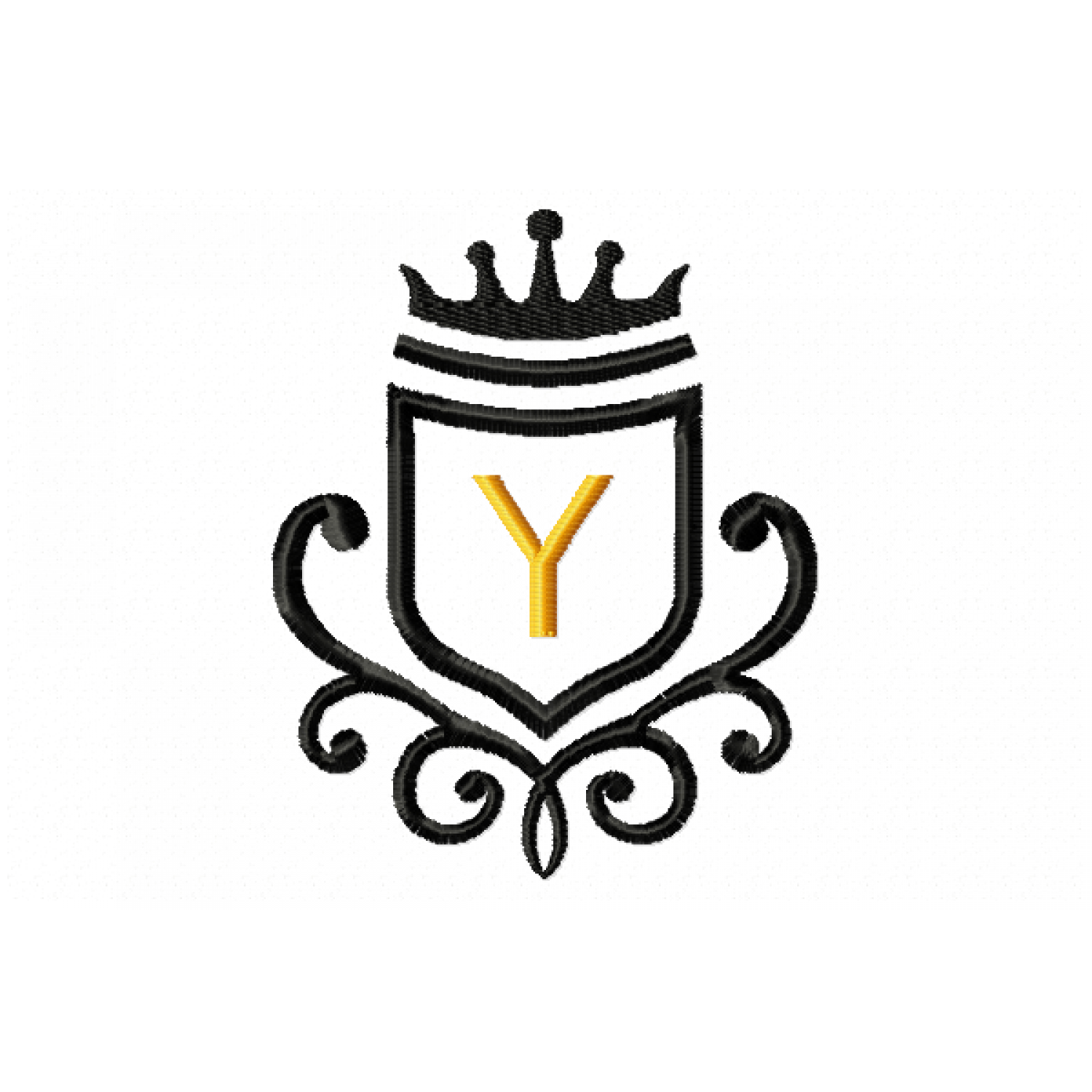 Vintage Royal Letter Y Embroidery Design 4x4