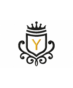Vintage Royal Letter Y Embroidery Design 4x4