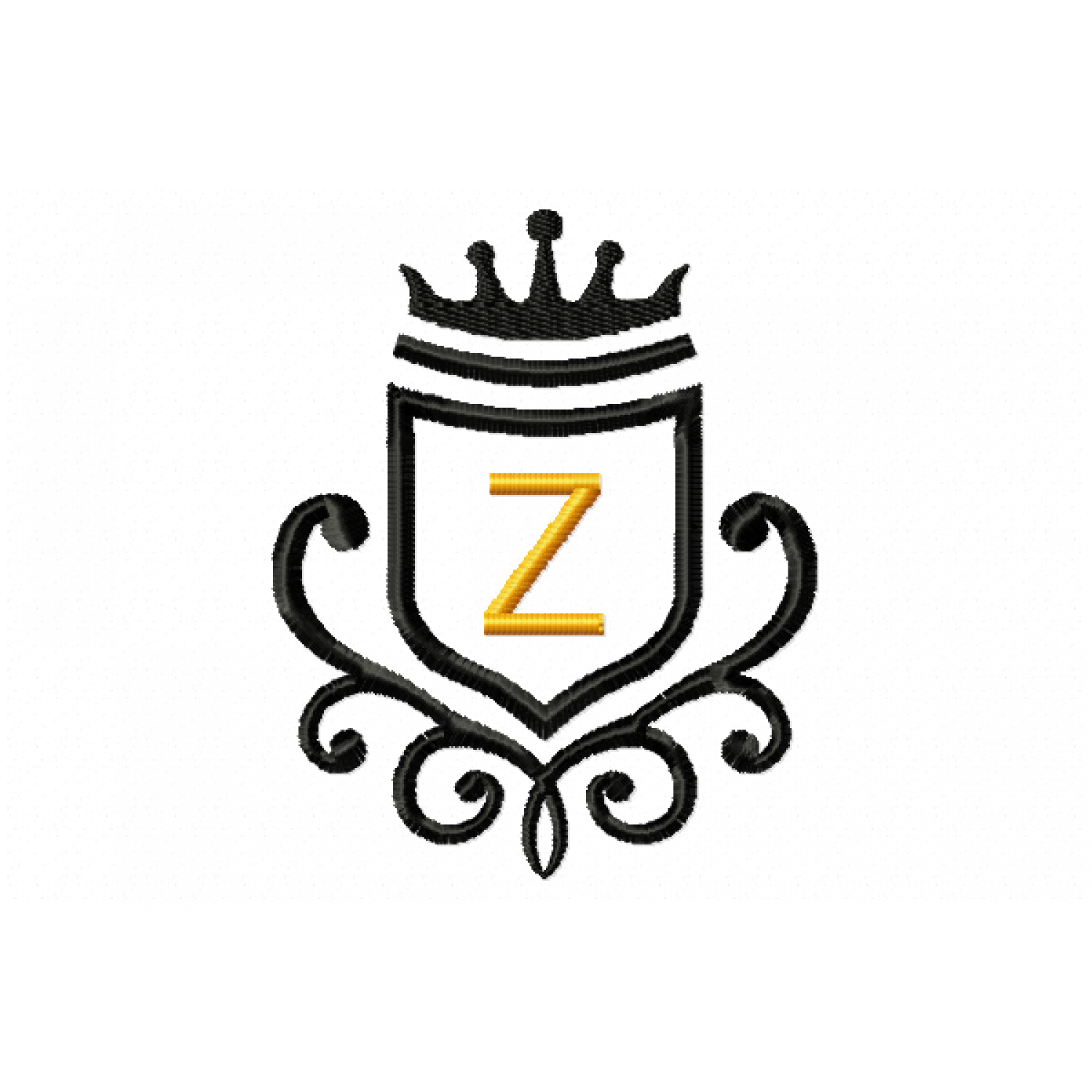 Vintage Royal Letter Z Embroidery Design 4x4