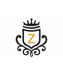 Vintage Royal Letter Z Embroidery Design 4x4