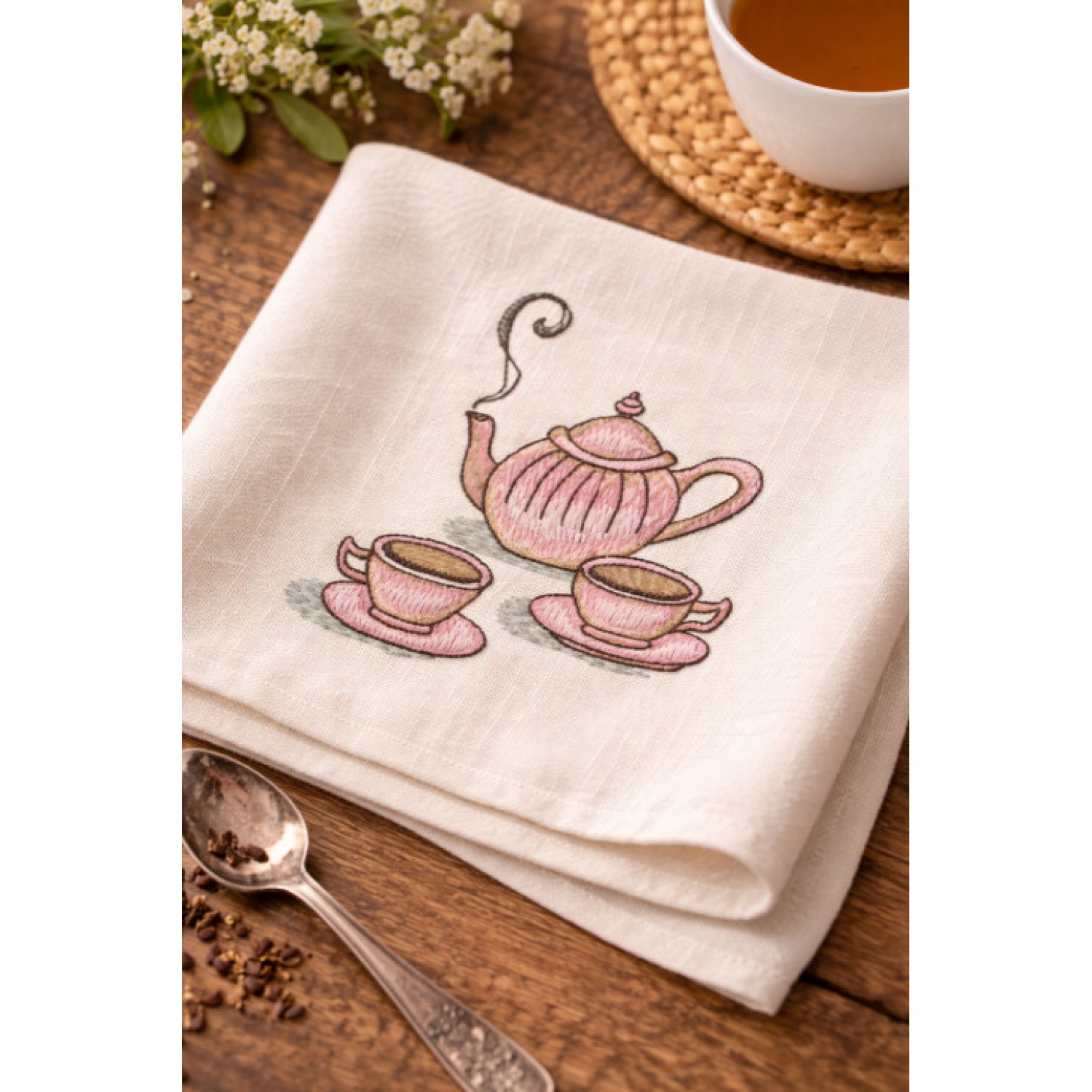 Vintage Tea Pot Embroidery Design